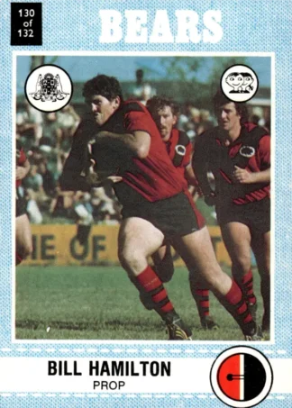 1977 Scanlens Common Card - Base 130 Bill Hamilton North Sydney Bears