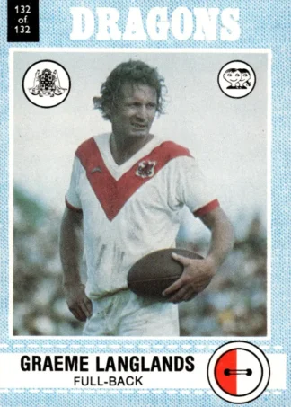 1977 Scanlens Common Card - Base 132 Graeme Langlands St George Dragons