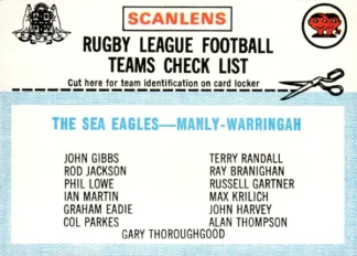 1977 Scanlens Common Card - Checklist 05 Manly Sea Eagles