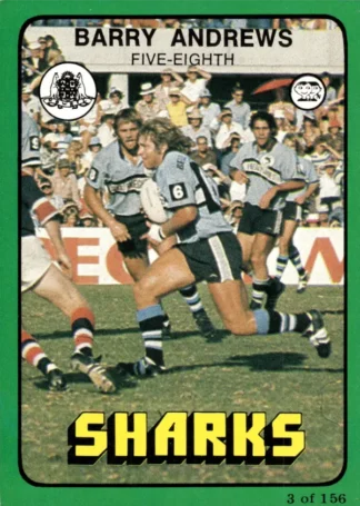 1978 Scanlens Common Card - Base 003 Barry Andrews Cronulla Sharks