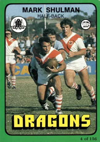 1978 Scanlens Common Card - Base 004 Mark Shulman St George Dragons