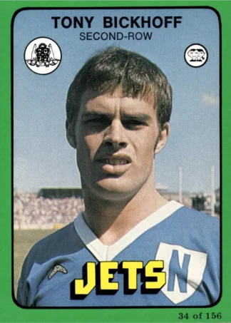 1978 Scanlens Common Card - Base 034 Tony Bickhoff Newtown Jets