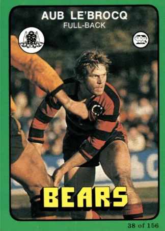 1978 Scanlens Common Card - Base 038 Aub Le'Brocq North Sydney Bears