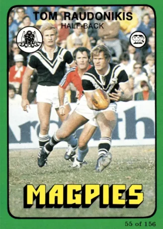 1978 Scanlens Common Card - Base 055 Tom Raudonikis Western Suburbs Magpies