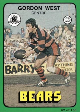1978 Scanlens Common Card - Base 062 Gordon West North Sydney Bears