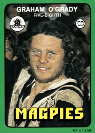 1978 Scanlens Common Card - Base 067 Graham O'Grady Western Suburbs Magpies
