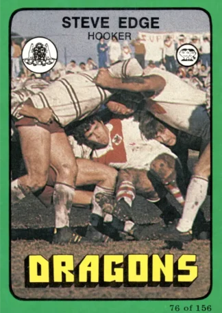 1978 Scanlens Common Card - Base 076 Steve Edge St George Dragons