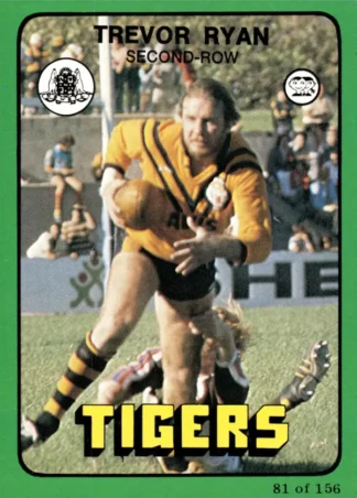 1978 Scanlens Common Card - Base 081 Trevor Ryan Balmain Tigers