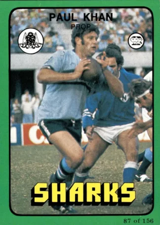 1978 Scanlens Common Card - Base 087 Paul Khan Cronulla Sharks