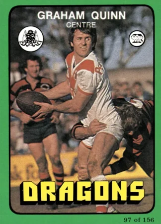 1978 Scanlens Common Card - Base 097 Graham Quinn St George Dragons