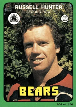 1978 Scanlens Common Card - Base 104 Russell Hunter North Sydney Bears