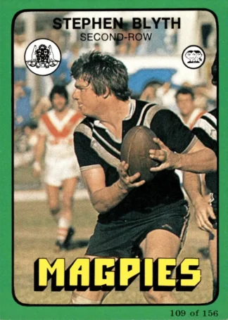 1978 Scanlens Common Card - Base 109 Stephen Blyth Western Suburbs Magpies