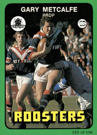 1978 Scanlens Common Card - Base 125 Gary Metcalfe Eastern Suburbs Roosters