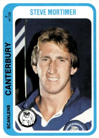 1979 Scanlens Common Card - Base 002 Steve Mortimer Canterbury Bulldogs