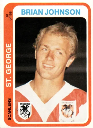 1979 Scanlens Common Card - Base 010 Brian Johnson St George Dragons