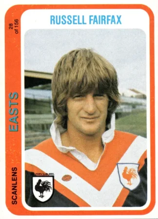 1979 Scanlens Common Card - Base 028 Russell Fairfax Eastern Suburbs Roosters