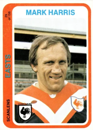 1979 Scanlens Common Card - Base 029 Mark Harris Eastern Suburbs Roosters