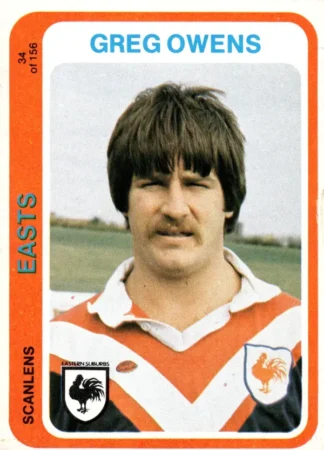1979 Scanlens Common Card - Base 034 Greg Owens Eastern Suburbs Roosters