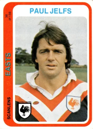 1979 Scanlens Common Card - Base 036 Paul Jelfs Eastern Suburbs Roosters