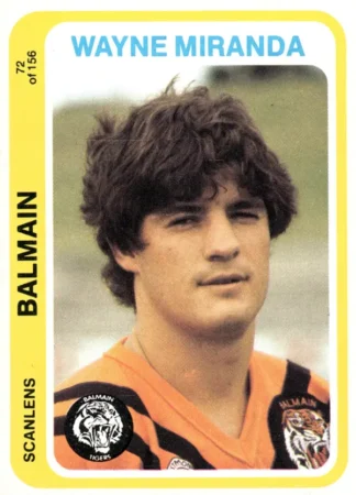 1979 Scanlens Common Card - Base 072 Wayne Miranda Balmain Tigers