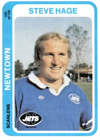 1979 Scanlens Common Card - Base 100 Steve Hage Newtown Jets
