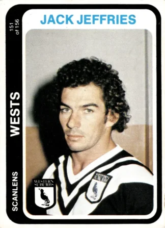 1979 Scanlens Common Card - Base 151 Jack Jeffries Western Suburbs Magpies