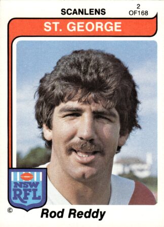 1980 Scanlens Common Card - Base 002 Rod Reddy St George Dragons