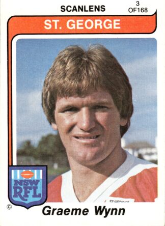 1980 Scanlens Common Card - Base 003 Graeme Wynn St George Dragons