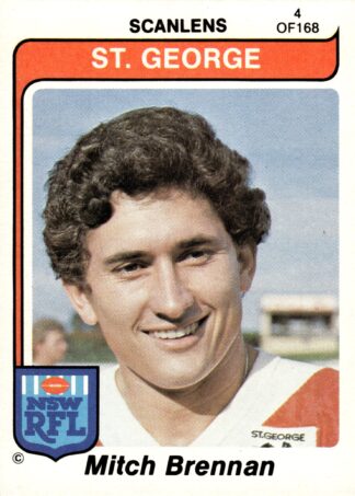 1980 Scanlens Common Card - Base 004 Mitch Brennan St George Dragons