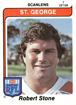 1980 Scanlens Common Card - Base 007 Robert Stone St George Dragons