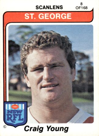 1980 Scanlens Common Card - Base 008 Craig Young St George Dragons