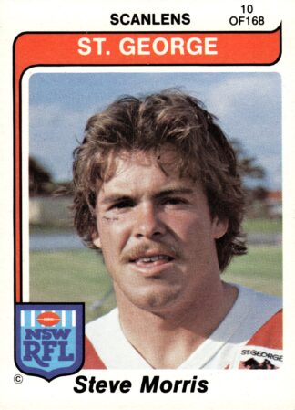 1980 Scanlens Common Card - Base 010 Steve Morris St George Dragons