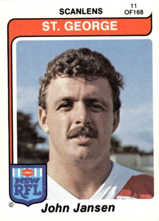 1980 Scanlens Common Card - Base 011 John Jansen St George Dragons