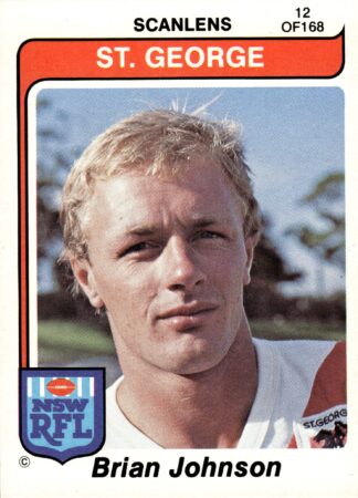 1980 Scanlens Common Card - Base 012 Brian Johnson St George Dragons