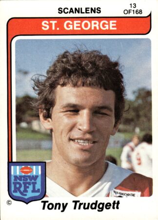 1980 Scanlens Common Card - Base 013 Tony Trudgett St George Dragons