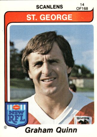 1980 Scanlens Common Card - Base 014 Graham Quinn St George Dragons