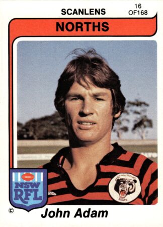 1980 Scanlens Common Card - Base 016 John Adam North Sydney Bears