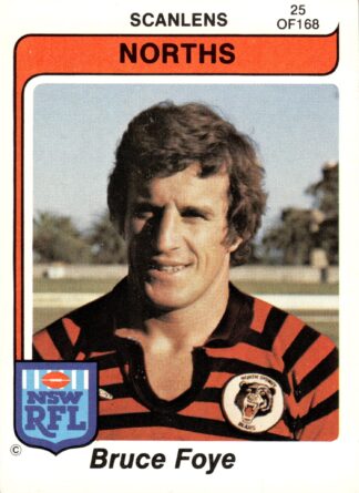 1980 Scanlens Common Card - Base 025 Bruce Foye North Sydney Bears
