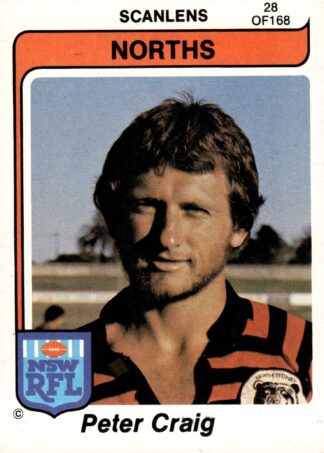 1980 Scanlens Common Card - Base 028 Peter Craig North Sydney Bears