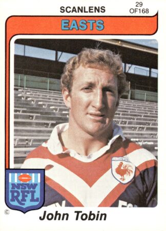 1980 Scanlens Common Card - Base 029 John Tobin Eastern Suburbs Roosters