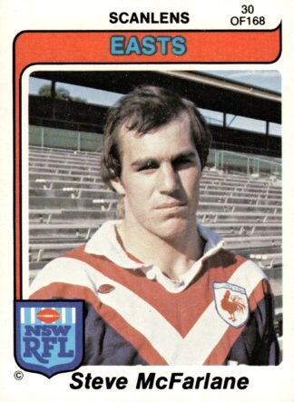 1980 Scanlens Common Card - Base 030 Steve McFarlane Eastern Suburbs Roosters