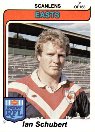 1980 Scanlens Common Card - Base 031 Ian Schubert Eastern Suburbs Roosters