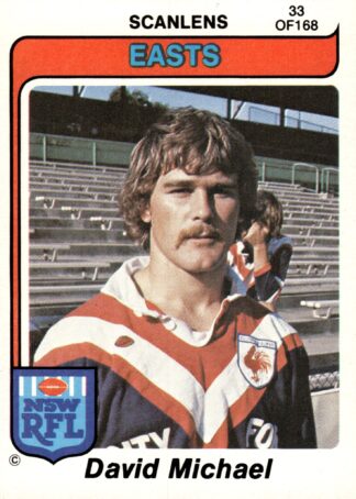 1980 Scanlens Common Card - Base 033 David Michael Eastern Suburbs Roosters