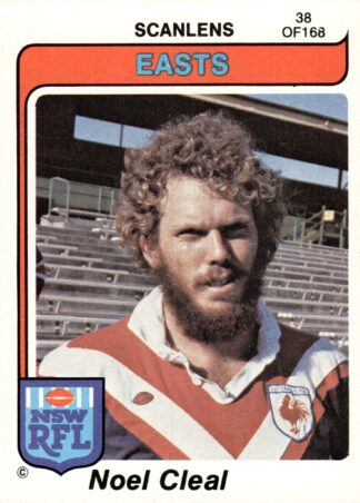 1980 Scanlens Common Card - Base 038 Noel Cleal Eastern Suburbs Roosters