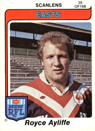 1980 Scanlens Common Card - Base 039 Royce Ayliffe Eastern Suburbs Roosters