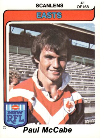 1980 Scanlens Common Card - Base 041 Paul McCabe Eastern Suburbs Roosters