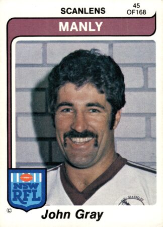 1980 Scanlens Common Card - Base 045 John Gray Manly Sea Eagles