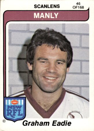 1980 Scanlens Common Card - Base 046 Graham Eadie Manly Sea Eagles