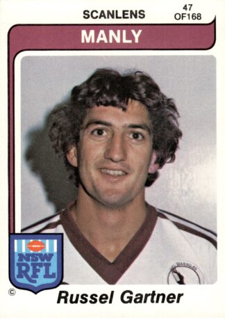 1980 Scanlens Common Card - Base 047 Russel Gartner Manly Sea Eagles