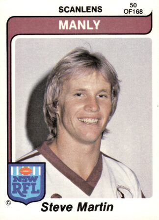 1980 Scanlens Common Card - Base 050 Steve Martin Manly Sea Eagles